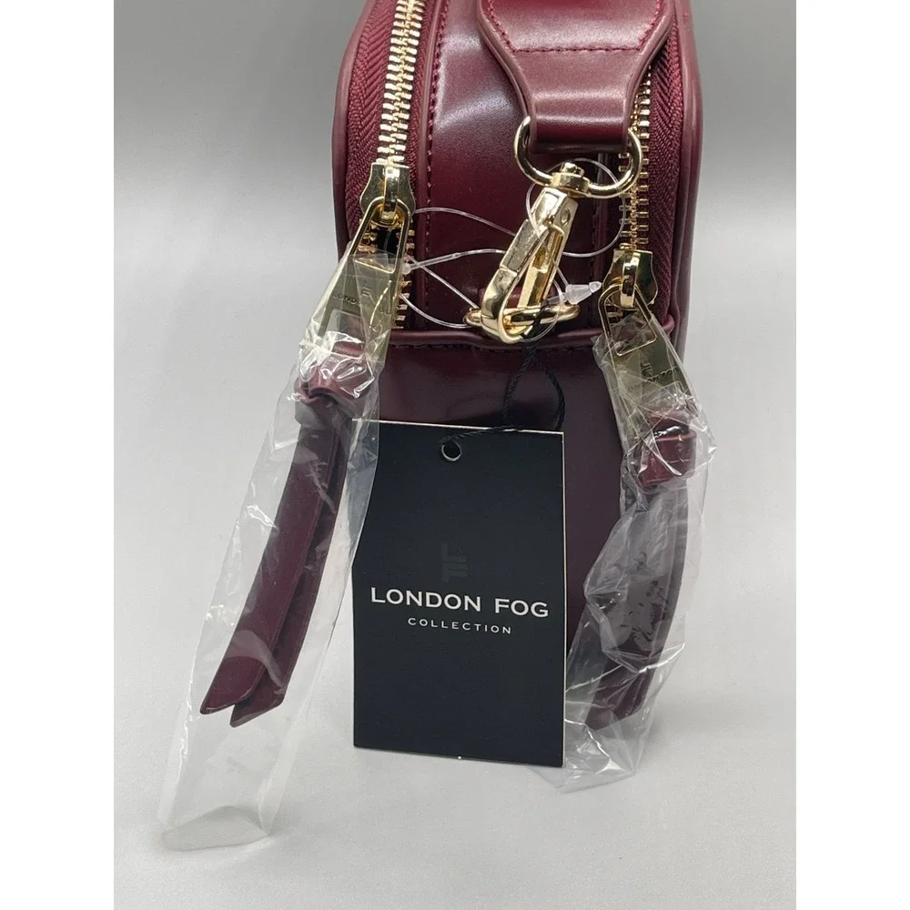 London Fog Mile Camera Crossbody Bag burgundy with matching wallet NEW